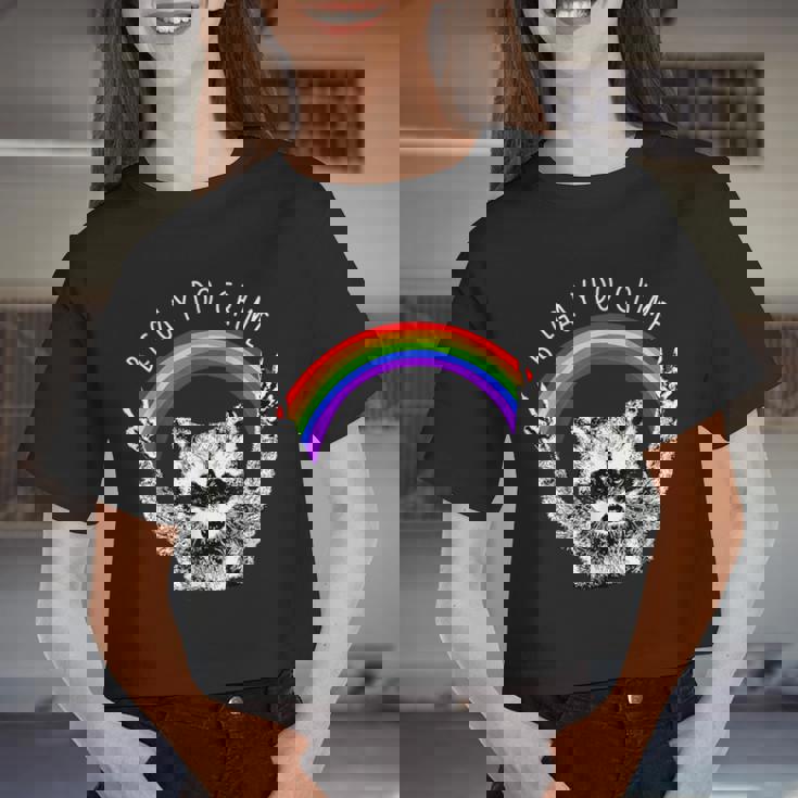 Raccoon LGBTQ Pride Crop Top - Be Gay Do Crime Rainbow Print