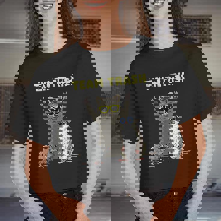 Team Trash Opossum Raccoon Rat Animals Garbage Gang Short Sleeve Women Crop Top