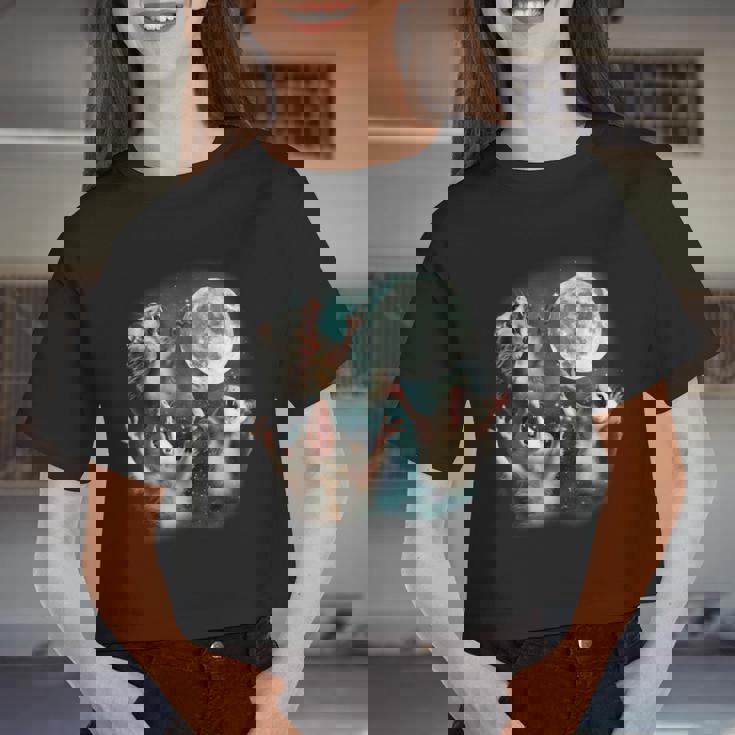 Three Possum Moon 3 Opossum Weird Cursed Meme Women Crop Top