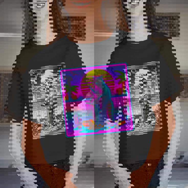 Vaporwave Raccoon Retrowave Synthwave Raccoon Meme Women Crop Top