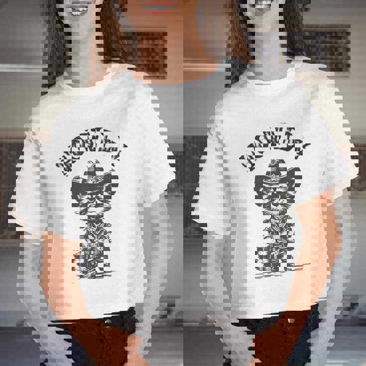 Howdy Cowboy Raccoon Crop Top - Unisex Fun Animal Tee