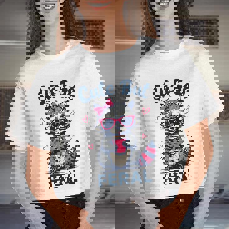Raccoon Crop Top | Cute But Feral Summer Tee - Fun Women's Design