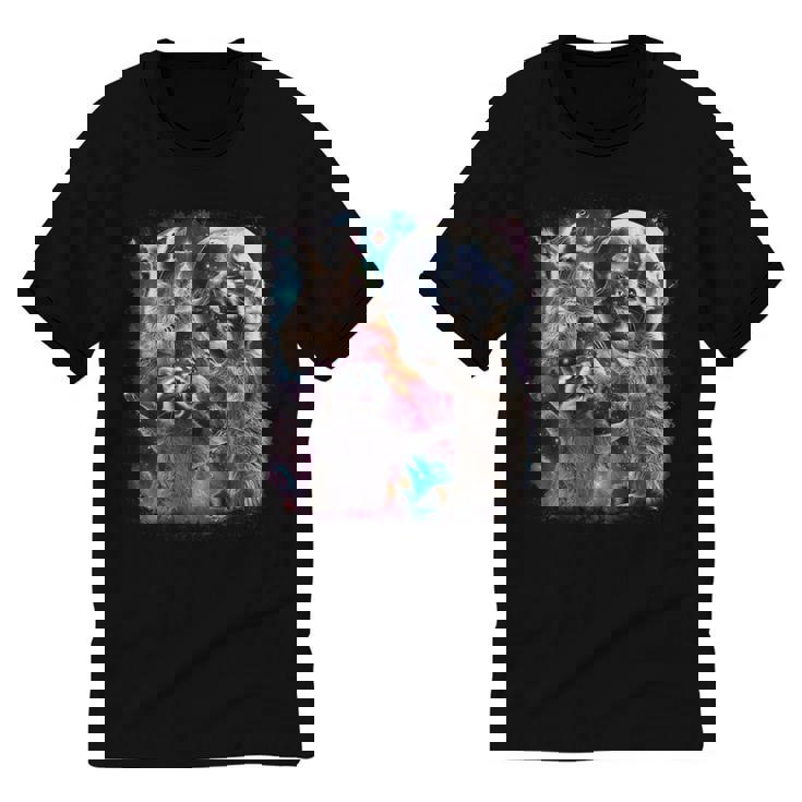 Three Raccoon Moon Unisex Cotton Ringer Tee | Fun Meme Vibes