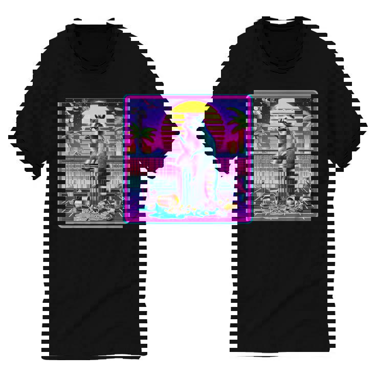 Vaporwave Raccoon Cotton Ringer T-Shirt - Retro Unisex Style