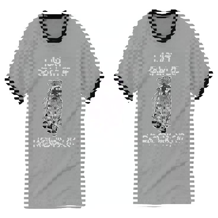 Raccoon Love Unisex Ringer T-Shirt - Fun Gift for Raccoon Fans