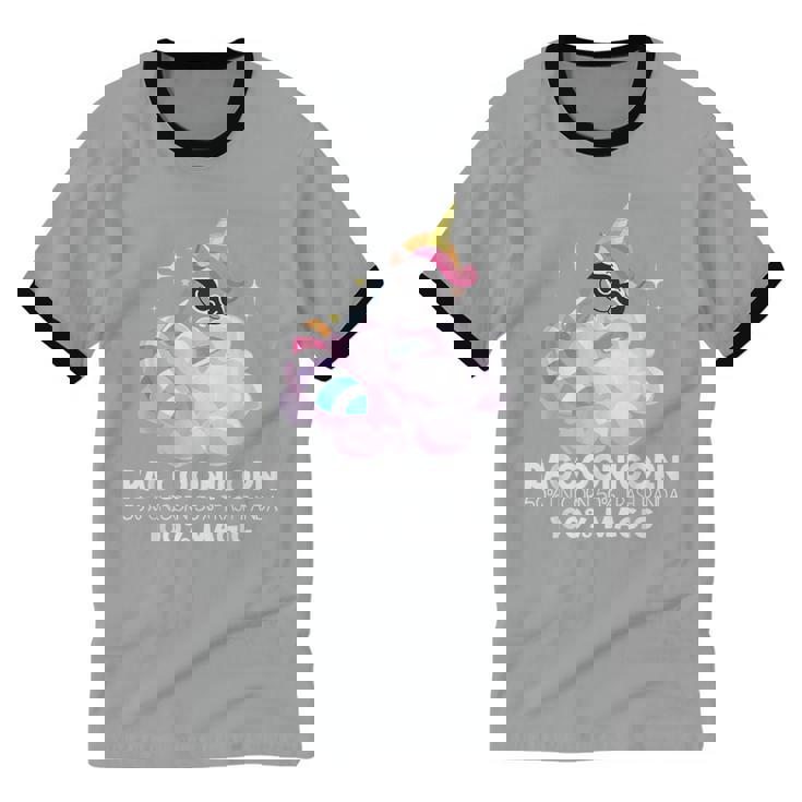 Raccoonicorn Unisex Ringer T-Shirt - Quirky Raccoon Unicorn Design