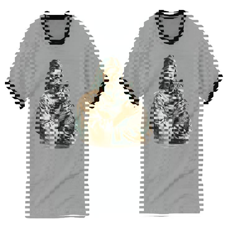 Retro Raccoon Unisex Cotton Ringer T-Shirt - Fun Animal Lover Tee