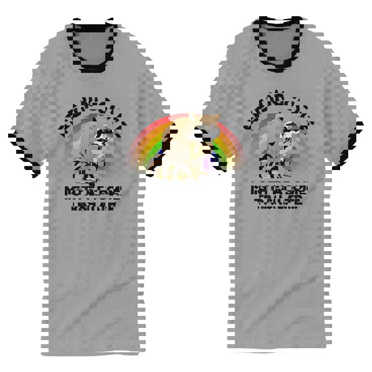 Unisex Raccoon Pocket Ringer T-Shirt | Cute Animal Design