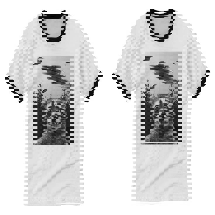 Alien UFO Raccoon Cotton Unisex Ringer T-Shirt | Fun & Unique