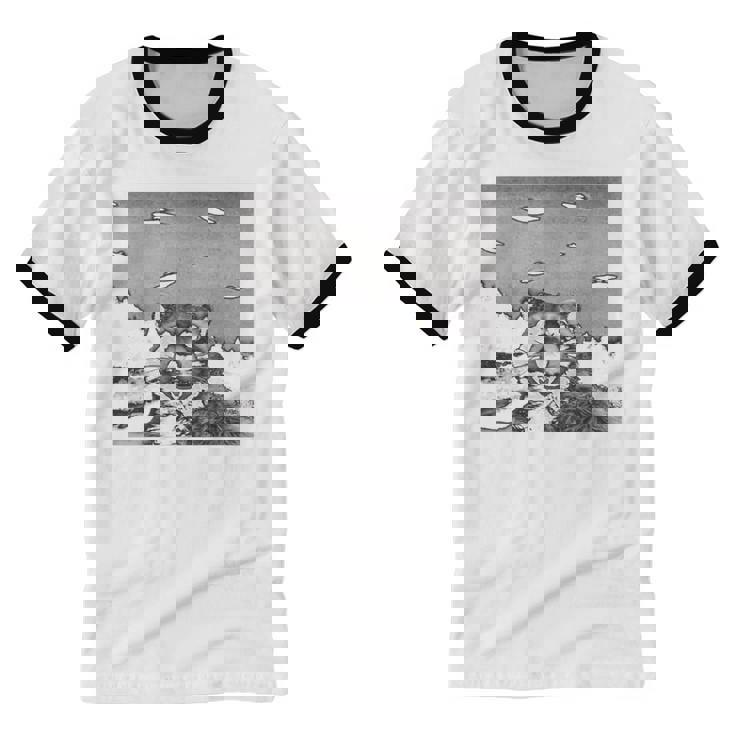 Alien UFO Raccoon Unisex Ringer T-Shirt - Fun Cotton Tee