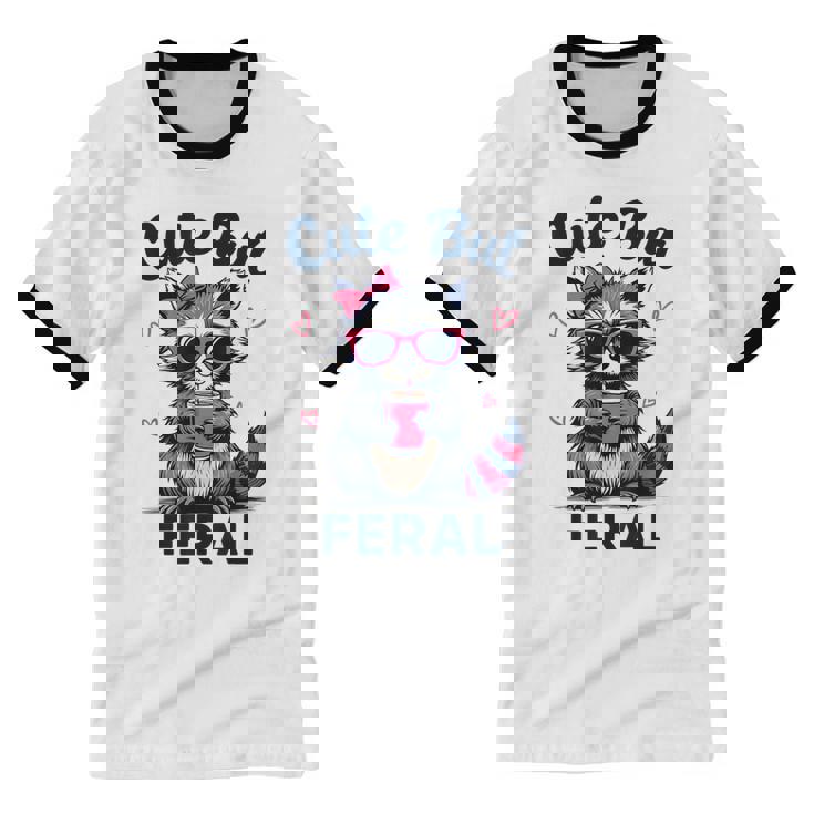 Cute Raccoon Ringer T-Shirt for Girls - Funny Summer Style