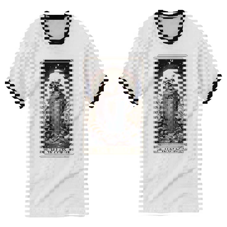 Raccoon Tarot Card The Lovers Raccoon Unisex Cotton Ringer T-Shirt
