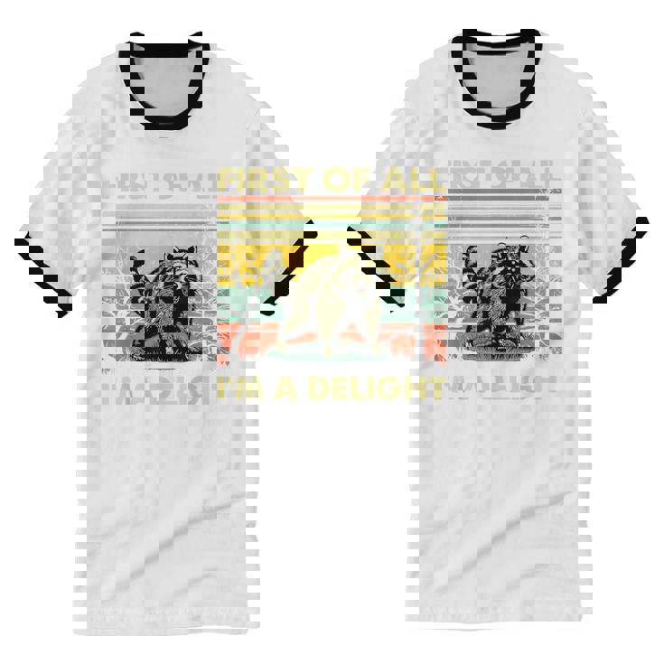 Retro Angry Raccoon Unisex Ringer T-Shirt - Fun Animal Design