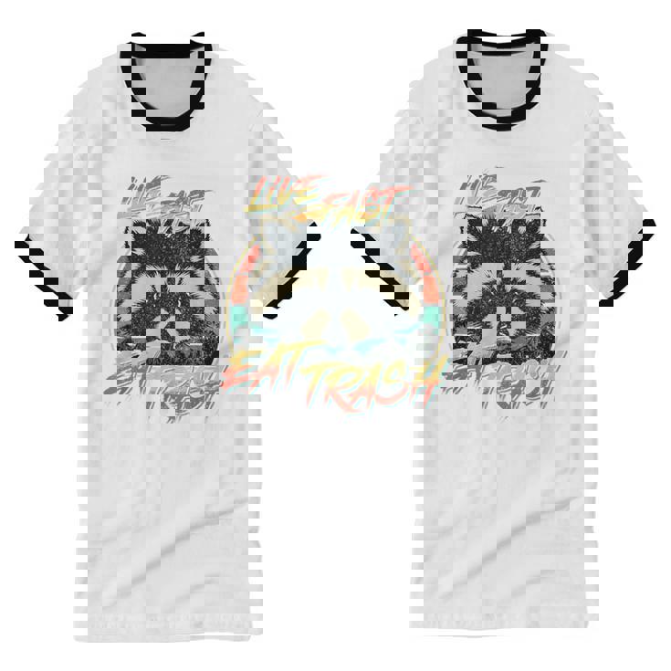 Retro Trash Panda Raccoon T-Shirt - Unisex Ringer Party Tee