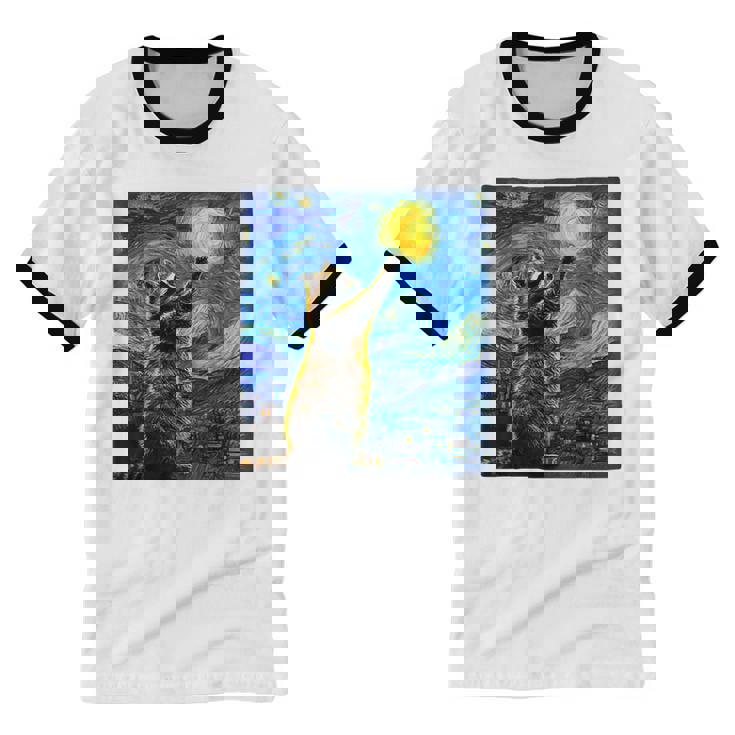 Van Gogh Raccoon Lover Unisex Cotton T-Shirt - Starry Night Art