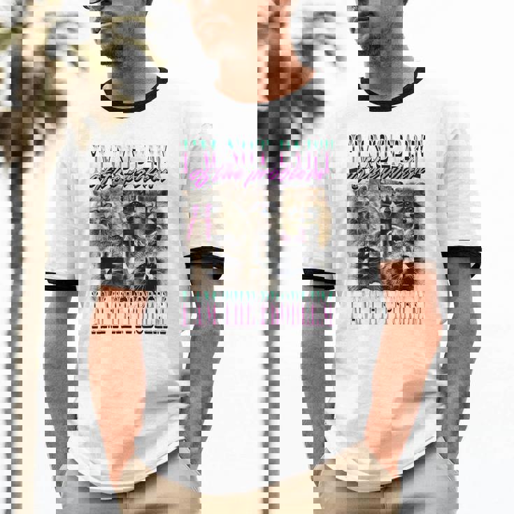 Raccoon Meme Ringer T-Shirt | Unisex Cotton | Fun Bootleg Design