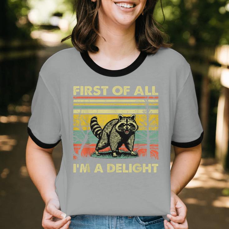 Retro Angry Raccoon Unisex Ringer T-Shirt - Fun Animal Design Retro Angry Raccoon Unisex Ringer T-Shirt - Fun Animal Design