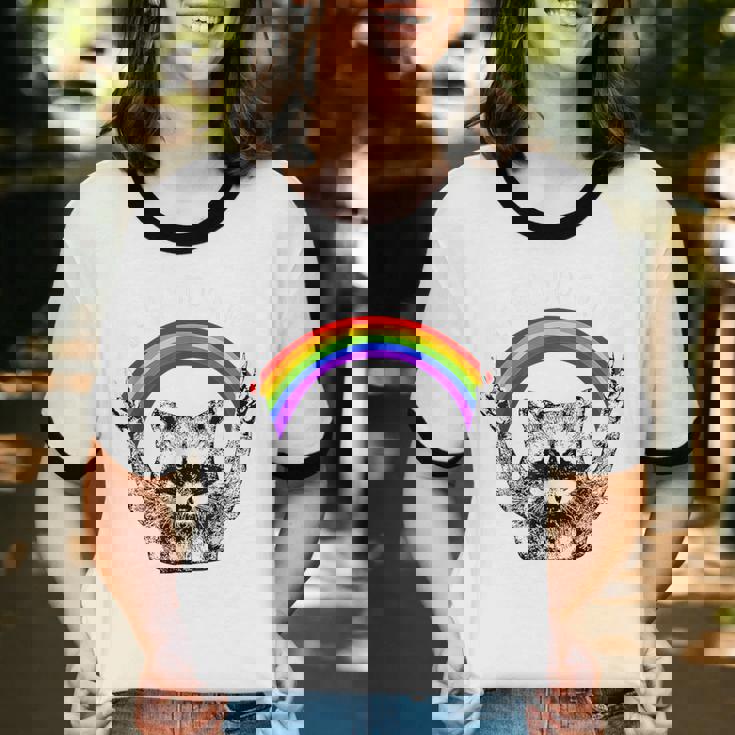 Raccoon Be Gay Do Crime LGBTQ Pride Unisex Cotton Ringer Tee