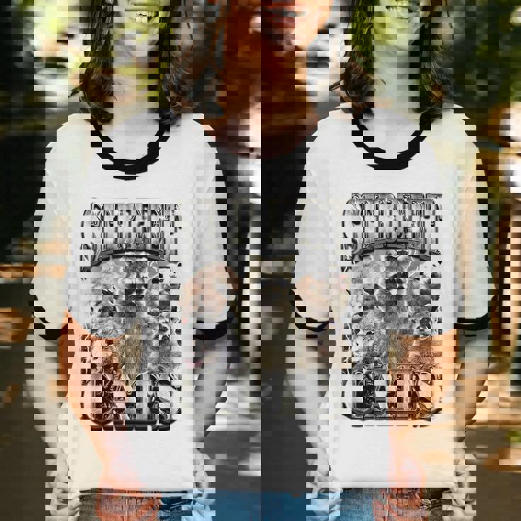 Retro Raccoon Feral Summer Unisex Ringer T-Shirt | Cotton Casual Tee