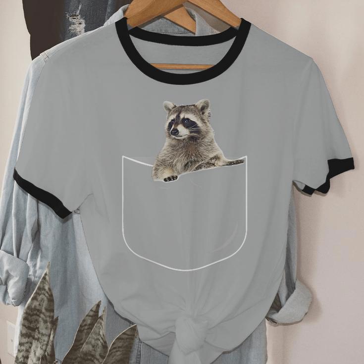 Raccoon Pocket Tee - Unisex Cotton Ringer Shirt - Playful Style Raccoon Pocket Tee - Unisex Cotton Ringer Shirt - Playful Style