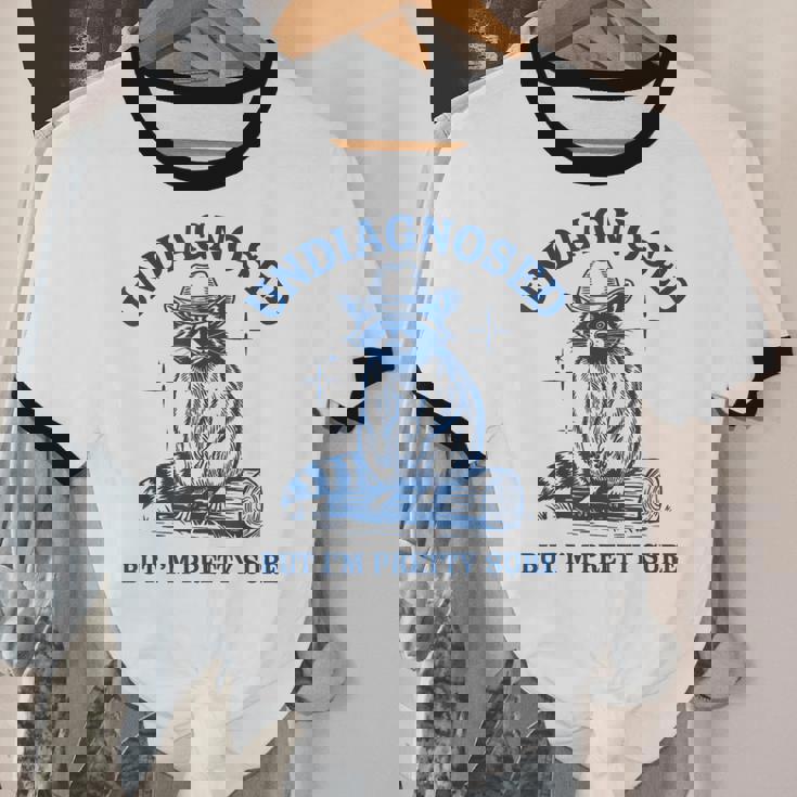 Cowboy Raccoon Meme Unisex Ringer T-Shirt – Funny Cotton Tee for Fans