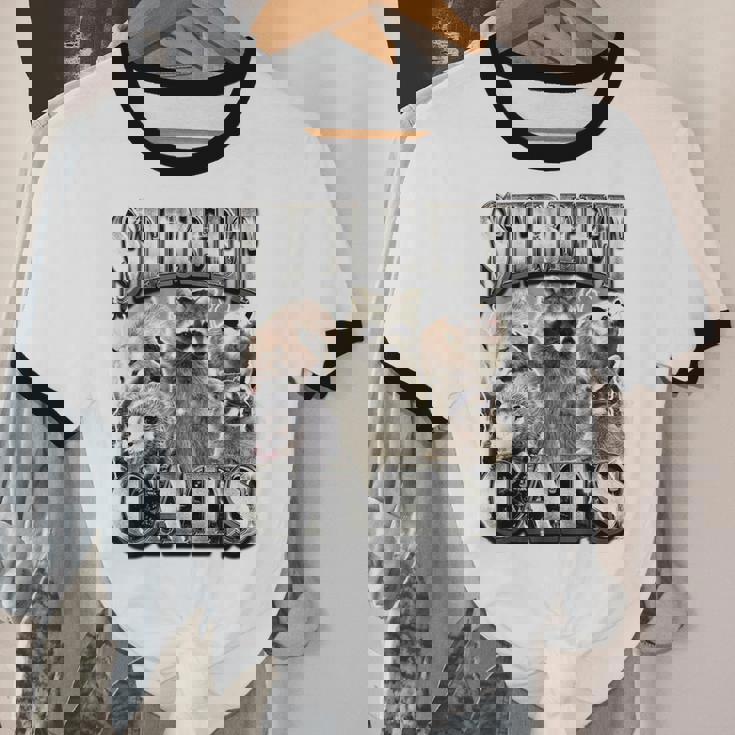 Retro Raccoon Feral Summer Unisex Ringer T-Shirt | Cotton Casual Tee