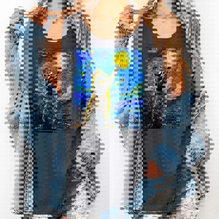 Raccoon Starry Night Tank Top - Van Gogh Style for Art Lovers