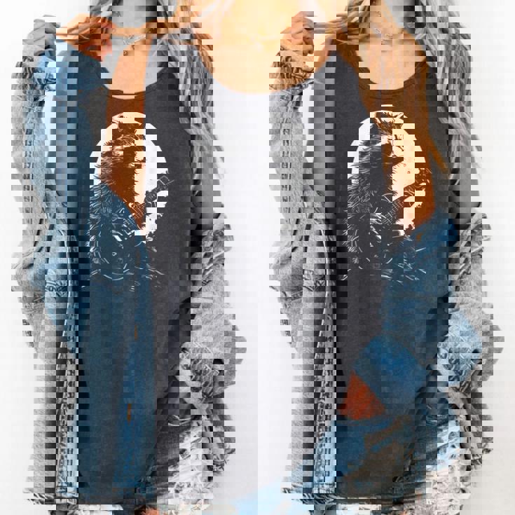 Racoon Playing Guitar With Moon Raccoon Meme Guitarist Comfort Colors Tank Top