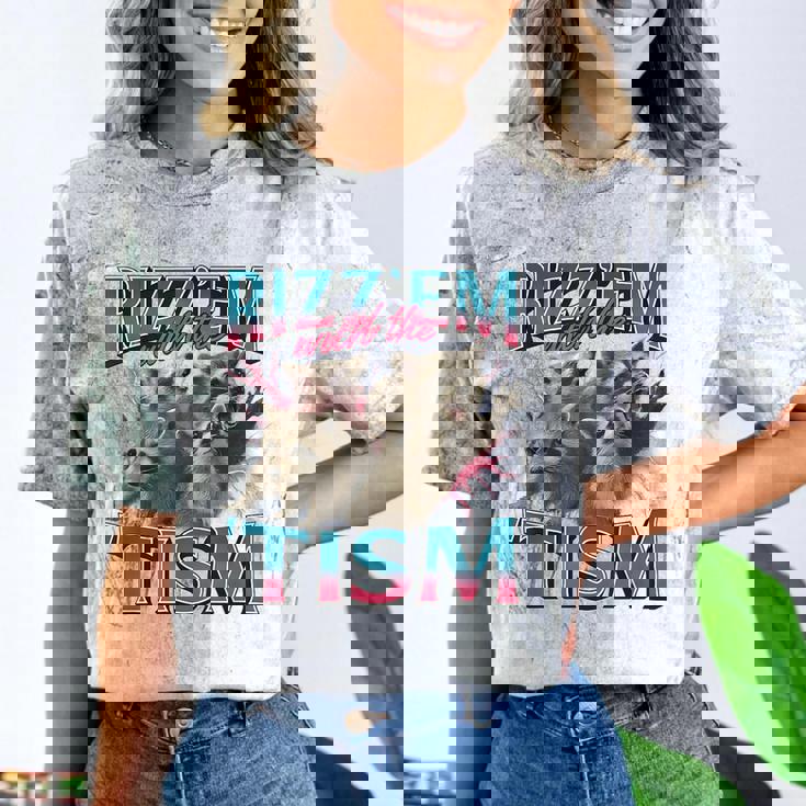 Rizz Em With The Tism Meme Autism Autistic Raccoon Comfort Color Blast T-Shirt