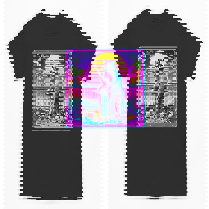 Vaporwave Raccoon Synthwave T-Shirt - Retro Unisex Tee Gift
