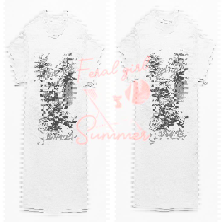 Feral Girl Summer Unisex T-Shirt - Wild Raccoon & Vacation Vibes