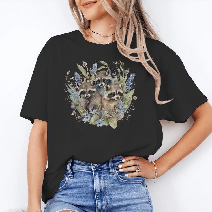 Cottagecore Raccoon Lover Unisex T-Shirt | Cute Mushroom Floral Design