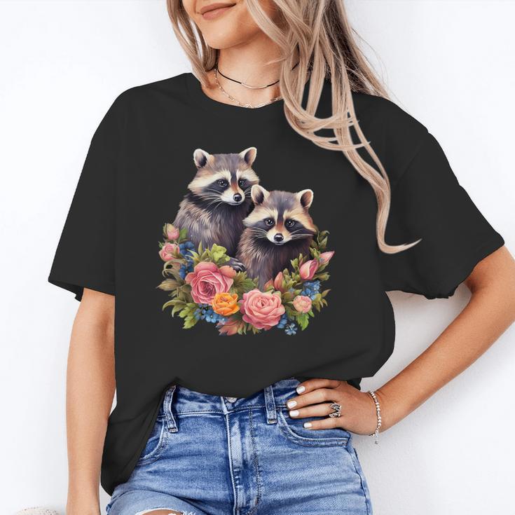 Cottagecore Raccoons & Flowers Unisex T-Shirt - Nature Lover's Delight