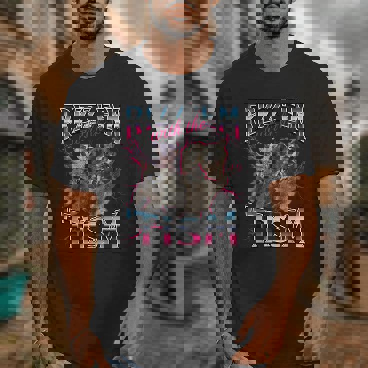 Autism Rizz Em With The Tism Meme Autistic Racoon Unisex T-Shirt