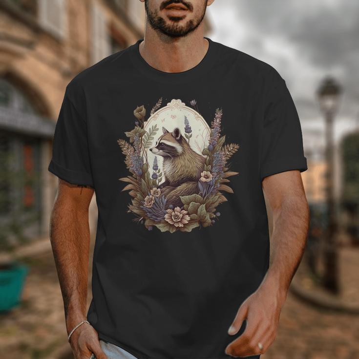Cottagecore Raccoon Floral T-Shirt - Cute Graphic Unisex Tee