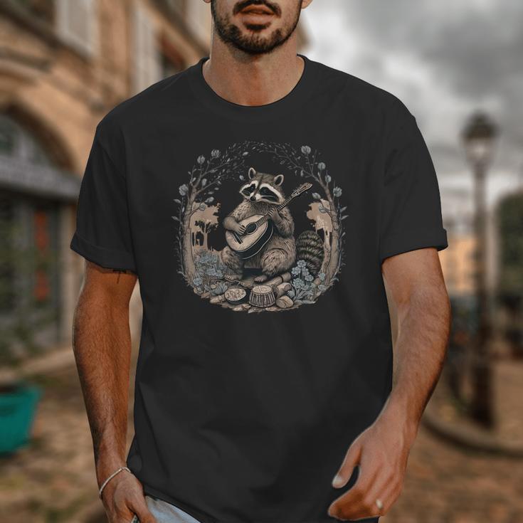 Cottagecore Raccoon Guitar Unisex T-Shirt - Fun Floral Design Cottagecore Raccoon Guitar Unisex T-Shirt - Fun Floral Design