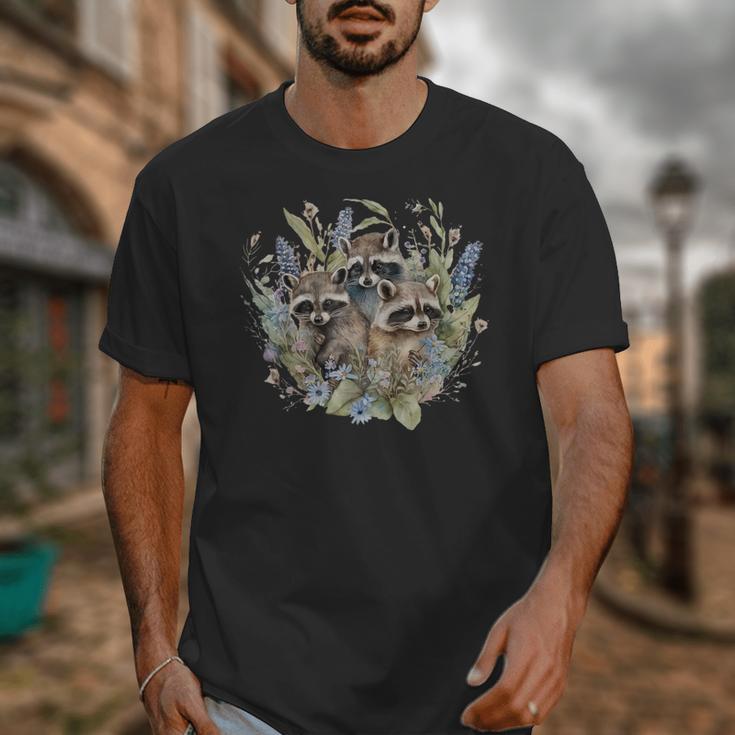 Cottagecore Raccoon Lover Unisex T-Shirt | Cute Mushroom Floral Design