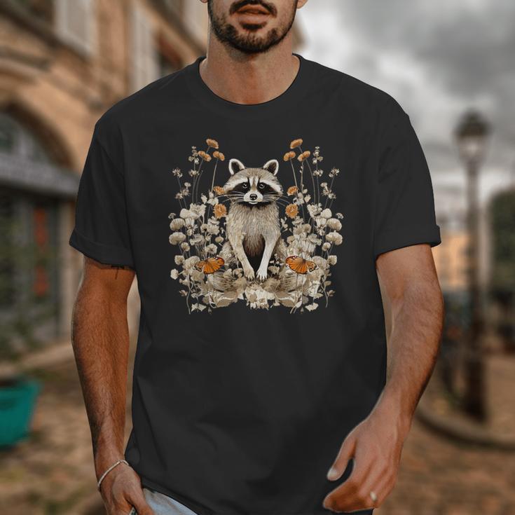 Cottagecore Raccoon Wildflower Unisex T-Shirt for Women