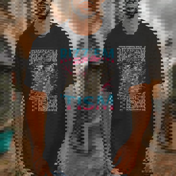 Raccoon 'Rizz Em With The Tism' Autism Unisex T-Shirt