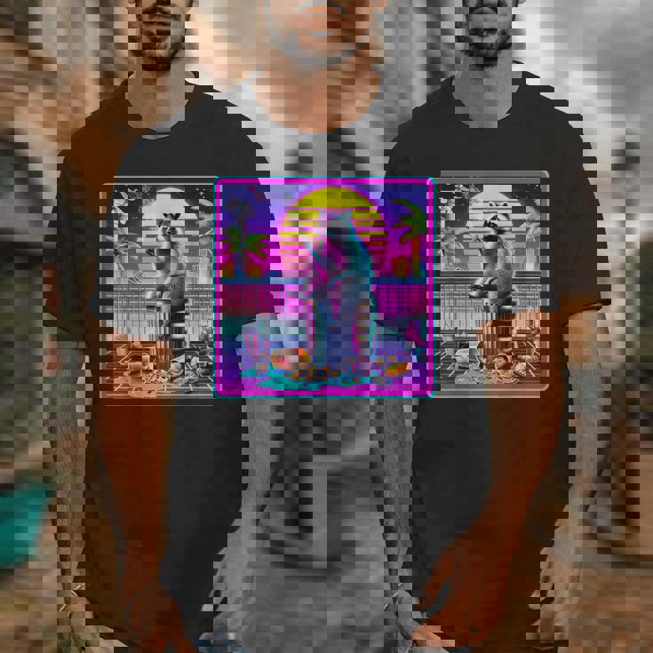 Vaporwave Raccoon Synthwave T-Shirt - Retro Unisex Tee Gift
