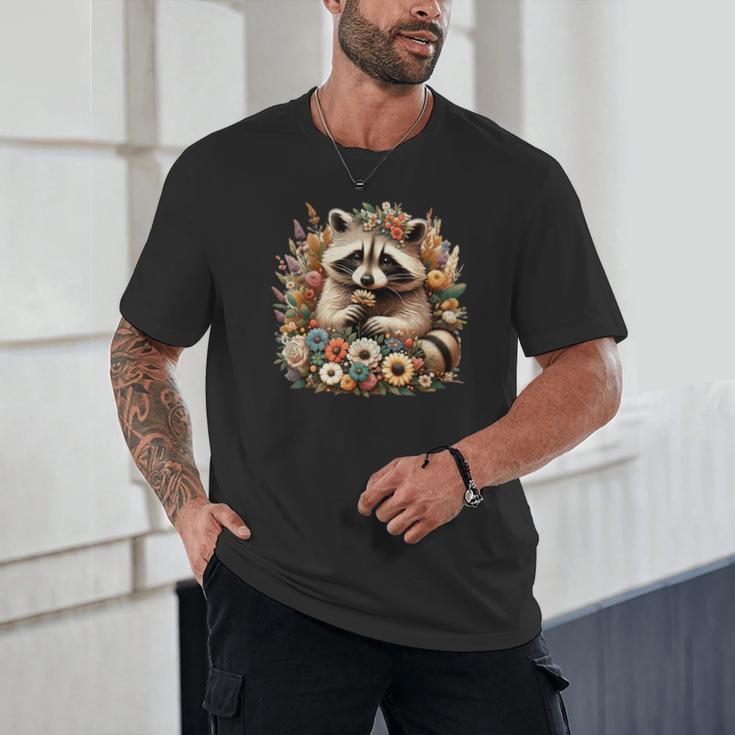 Cottagecore Floral Raccoon Unisex T-Shirt - Cute Nature Aesthetic Cottagecore Floral Raccoon Unisex T-Shirt - Cute Nature Aesthetic