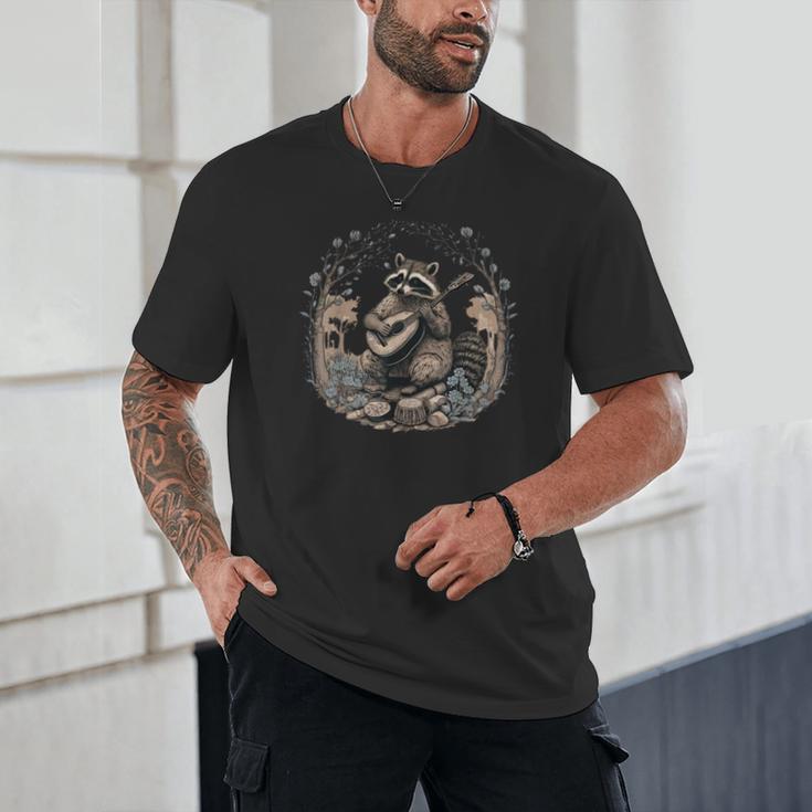 Cottagecore Raccoon Guitar Unisex T-Shirt - Fun Floral Design Cottagecore Raccoon Guitar Unisex T-Shirt - Fun Floral Design