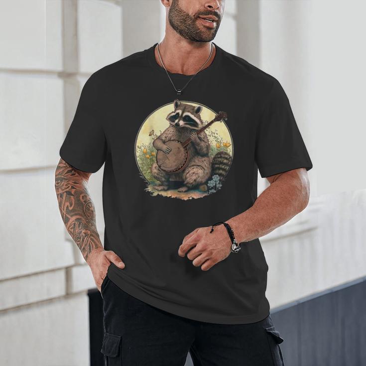 Cottagecore Raccoon Playing Banjo Unisex T-Shirt | Rustic Charm