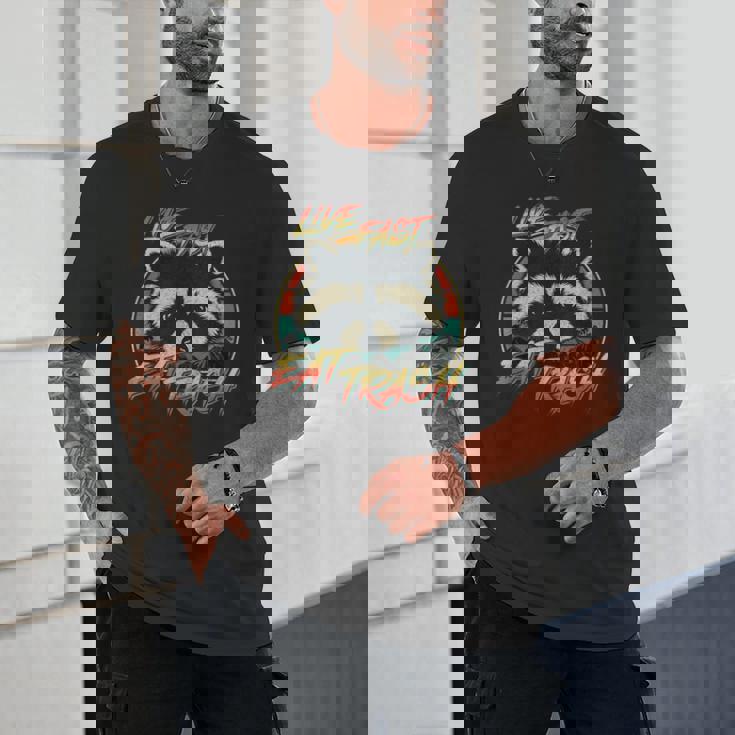 Retro Raccoon Unisex T-Shirt - Live Fast Eat Trash Design