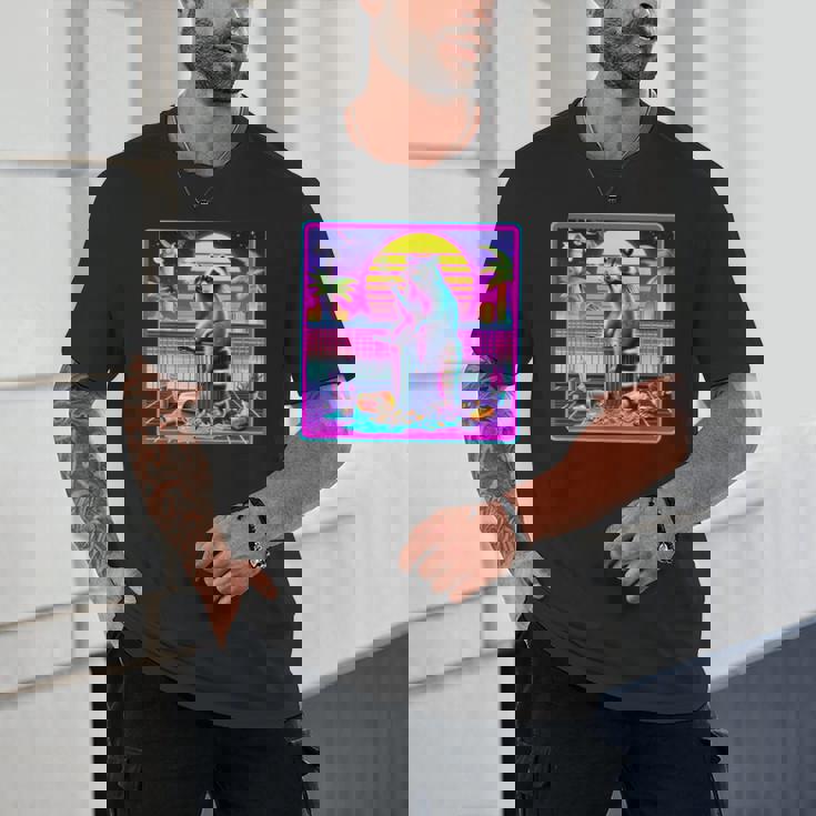Vaporwave Raccoon Synthwave T-Shirt - Retro Unisex Tee Gift