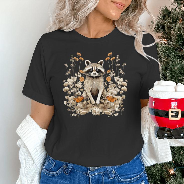 Cottagecore Raccoon Wildflower Unisex T-Shirt for Women