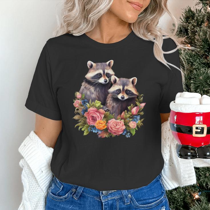 Cottagecore Raccoons & Flowers Unisex T-Shirt - Nature Lover's Delight