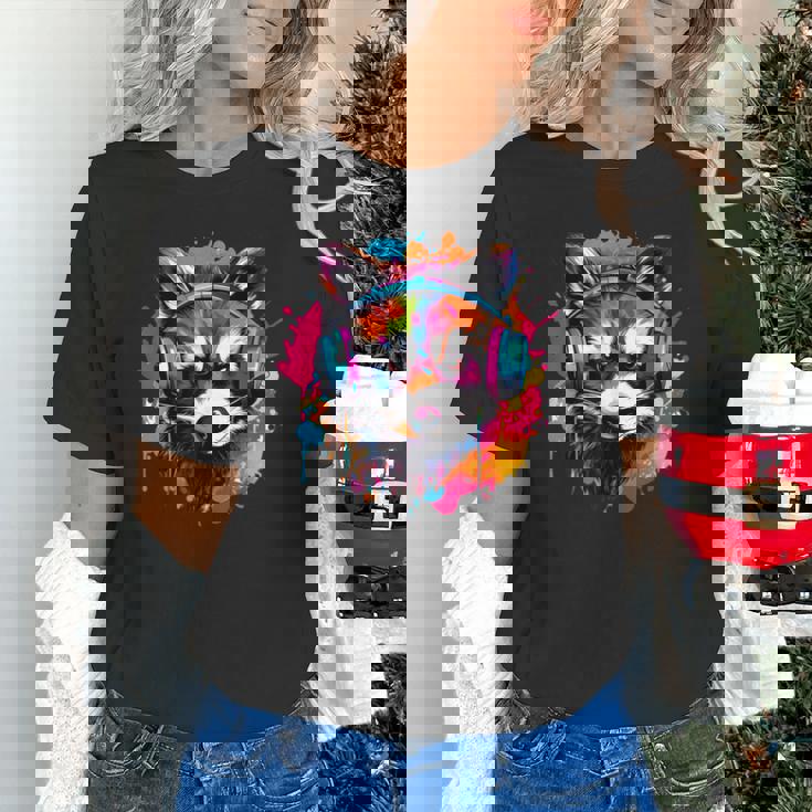 Retro Raccoon T-Shirt - Colorful Headphones Design for Adults & Kids