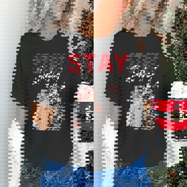 Stay Trashy Raccoon Xmas Unisex T-Shirt - Fun Holiday Animal Tee