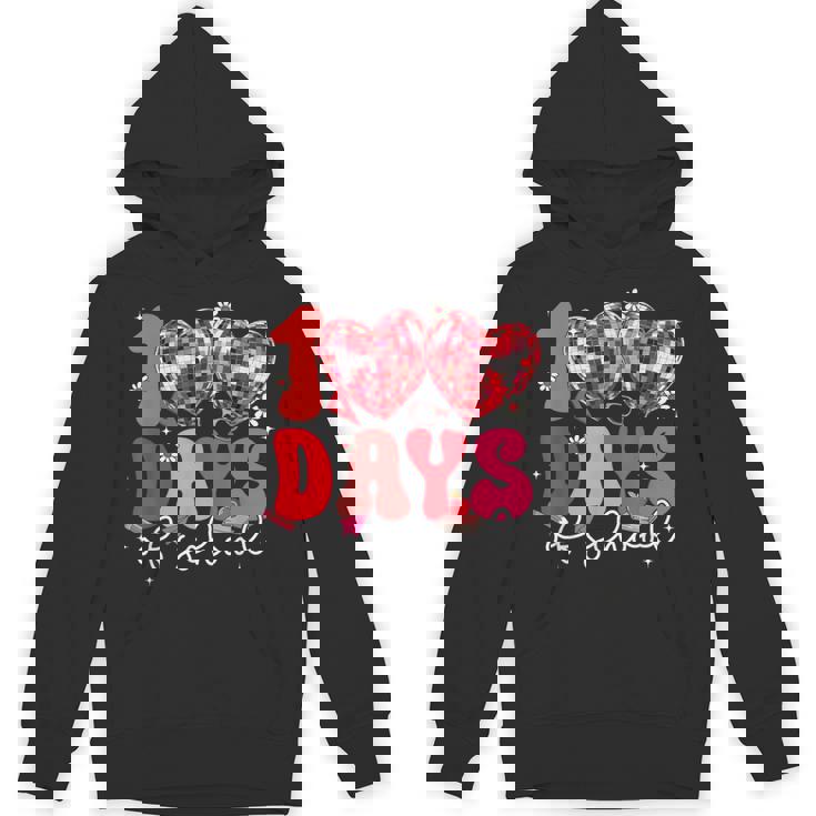 100 Days Of School Retro Disco Hearts 100Th Day Of School Hoodie
